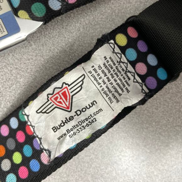 Buckle Down Ford Seatbelt Belt Metal Buckle Mustang Logo Polka Dot Mutli Nylon - Picture 6 of 9